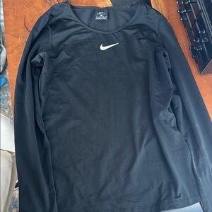 Nike Black Long Sleeve Top with White Logo